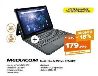 Expert Mediacom SmartPad Azimut 2 4G LTE 64 GB 29,5 Cm (11.6") Spreadtrum 4 GB Android 10 Nero offerta