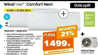 Expert Samsung Windfree Comfort Next 9000 BTU + 12000 BTU offerta