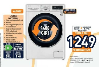 Unieuro LG F4WV509S0EA Lavatrice Libera Installazione Caricamento Frontale 9 Kg 1400 Giri/min B Bianco offerta