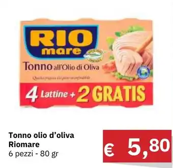 Tonno olio d'oliva Riomare 6 pezzi - 80 gr