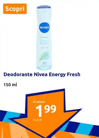 Action Deodorante Nivea Energy Fresh 150 ml offerta