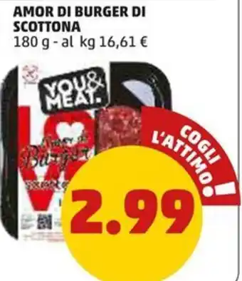 PENNY AMOR DI BURGER DI SCOTTONA 180 g offerta