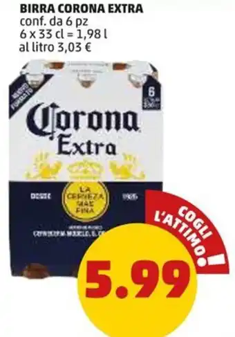 PENNY BIRRA CORONA EXTRA conf. da 6 pz 6 X 33 cl = 1,98 L offerta