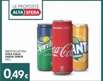Altasfera BIBITE IN LATTINA COCA COLA/ FANTA/ SPRITE 33CL offerta
