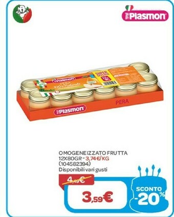 Bimbo Store Plasmon Omogeneizzato Frutta offerta