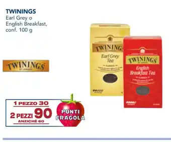 Esselunga TWININGS Earl Grey o English Breakfast, conf. 100 g offerta