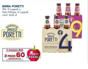Esselunga BIRRA PORETTI Non Filtrata, 4 Luppoli, conf. 3x33 cl offerta