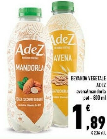 Adez Bevanda Vegetale Cereali, Avena, Riso E Un Tocco Di Quinoa 800 G(ml)