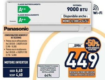 Unieuro Panasonic Condizionatore Monospilt Kit RZ25WKE offerta
