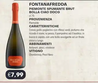 Docks Cash&Carry Fontanafredda Piemonte Spumante Brut Bolla Ciao Docg offerta