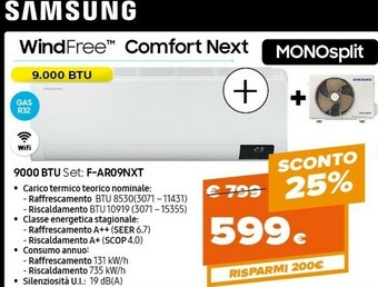 Expert Samsung WindFree Comfort Next Monosplit 9000 BTU F-AR09NXT offerta