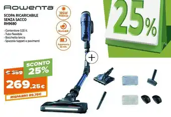 Expert Rowenta Scopa Ricaricabile Senza Sacco RH9680 offerta