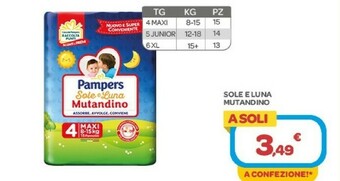 Bimbo Store Pampers Sole E Luna Mutandino offerta