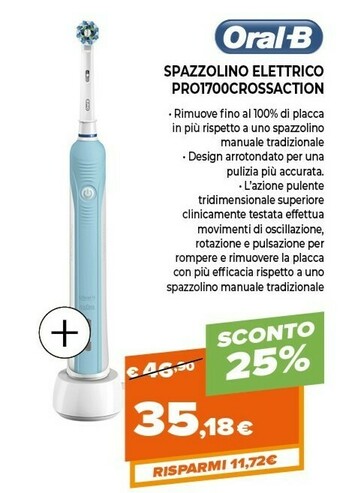 Expert Oral B Spazzolino Elettrico PRO1700 Cross Action offerta