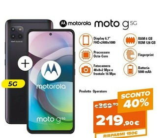 Expert Motorola Moto G 5G 17 Cm (6.7") Android 10.0 USB Tipo-C 6 GB 128 GB 5000 MAh Grigio offerta
