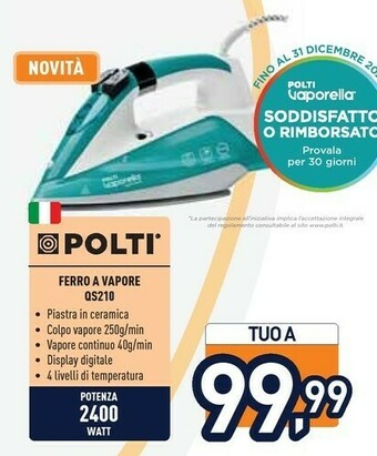 Unieuro Polti Ferro A Vapore QS210 offerta