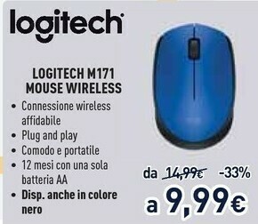 Unieuro Logitech M171 Mouse Wireless offerta