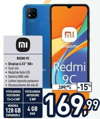 Unieuro Xiaomi Redmi 9C offerta