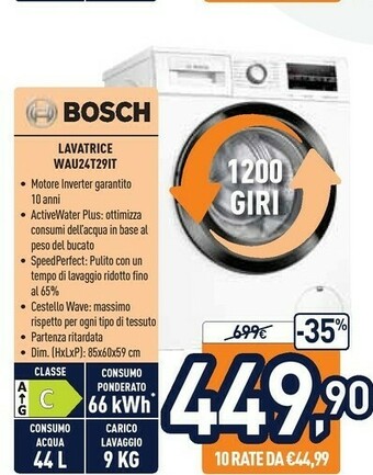 Unieuro Bosch Lavatrice WAU24T29IT offerta