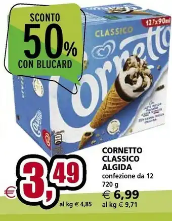 Algida Cornetto Classico Con Latte Fresco Italiano Di Alta Qualità 60 G 720 G(ml)