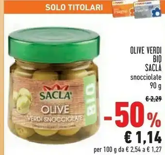 Saclà Olive Verdi Snocciolate Bio 90 G(ml)