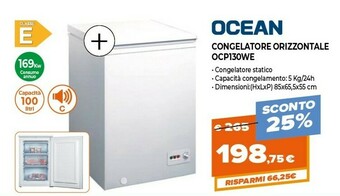 Expert Ocean Congelatore Orizzontale OCP130WE offerta