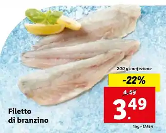 Lidl Filetto di branzino 200 g confezione offerta