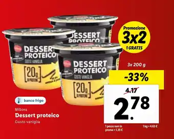 Lidl Milbona Dessert proteico Gusto vaniglia 3 x 200 g offerta