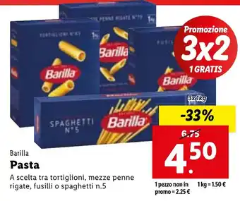 Lidl Barilla Pasta 3x 1kg offerta
