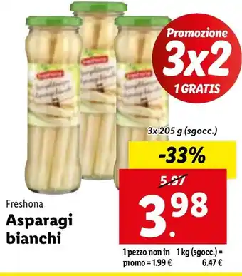Lidl Freshona Asparagi bianchi 3x 205 g (sgocc.) offerta