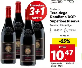 Gaudenzio Teroldego Rotaliano DOP Superiore Riserva 4x750 ml