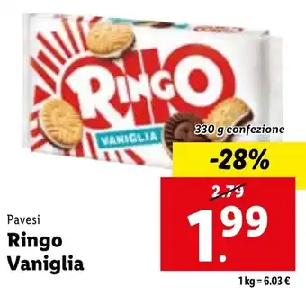 Lidl Pavesi Ringo Vaniglia 330 g confezione offerta