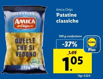 Lidl Amica Chips Patatine classiche 190 g confezione offerta