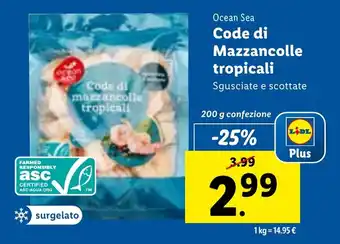 Lidl Ocean Sea Code di Mazzancolle tropicali 200 g confezione offerta