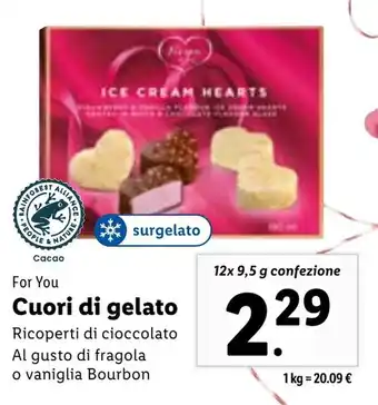 Lidl For You Cuori di gelato 12x 9,5 g confezione offerta