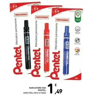 Pentel Marcatore N50 Blu/ Nero/ Rosso