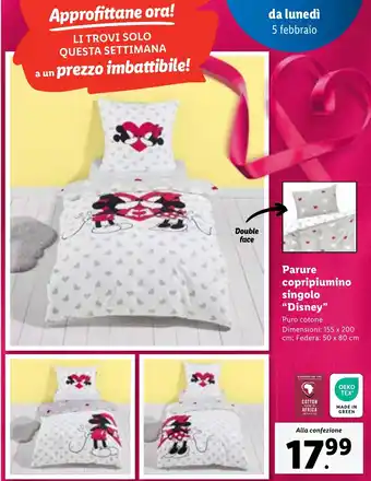 Lidl Parure copripiumino singolo "Disney" offerta