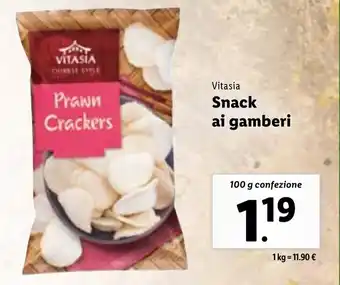 Lidl Vitasia Snack ai gamberi 100 g confezione offerta