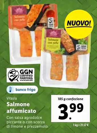 Lidl Vitasia Salmone affumicato 185 g confezione offerta