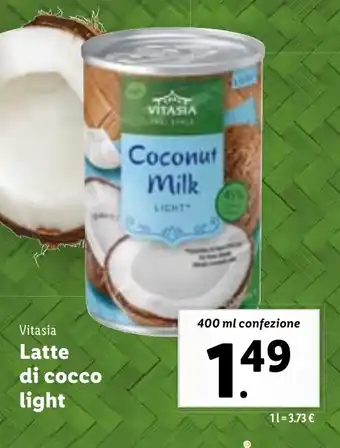 Lidl Vitasia Latte di cocco light 400 ml confezione offerta