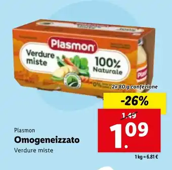Lidl Plasmon Omogeneizzato 2x 80 g confezione offerta