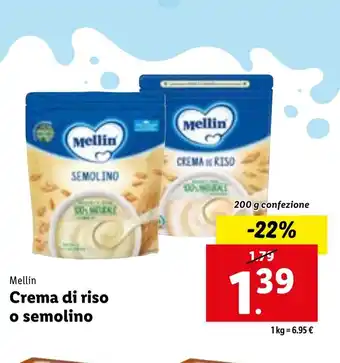 Lidl Mellin Crema di riso o semolino 200 g confezione offerta