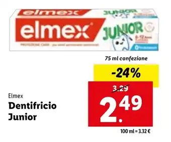 Lidl Elmex Dentifricio Junior 75 ml confezione offerta