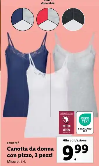 Lidl esmara Canotta da donna con pizzo, 3 pezzi offerta