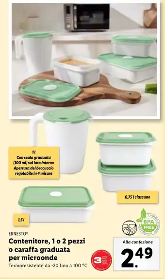 Lidl ERNESTO Contenitore, 1 o 2 pezzi o caraffa graduata per microonde offerta