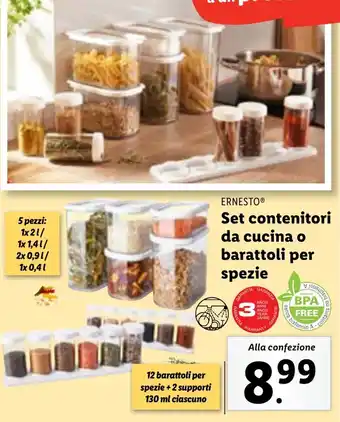 Lidl ERNESTO Set contenitori da cucina o barattoli per spezie offerta
