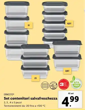 Lidl ERNESTO Set contenitori salvafreschezza offerta