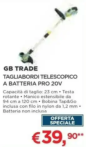 Coop Gb Trade Tagliabordi Telescopico A Batteria Pro 20v offerta
