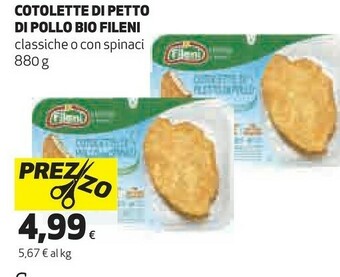 Coop Fileni Cotolette Di Petto Di Pollo BIO offerta