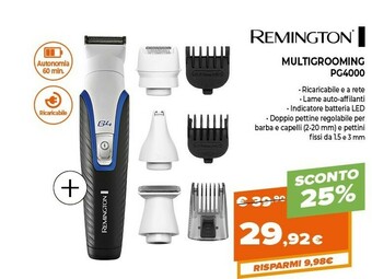 Expert Remington PG4000 Rasoio Da Uomo Nero, Blu, Bianco offerta